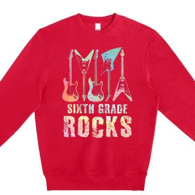 Tie Dye Sixth Grade Rocks Teacher Premium Crewneck Sweatshirt