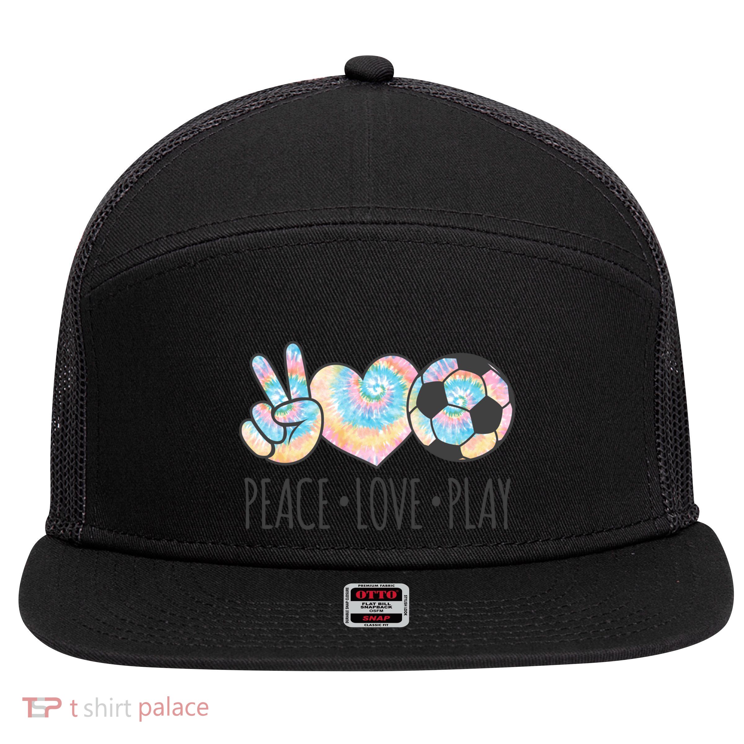 Tie Dye Soccer For N Peace Love Play Gift 7 Panel Mesh Trucker Snapback Hat