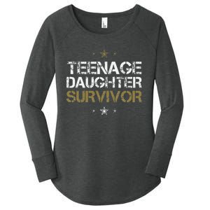 Teenage Daughter Survivor Funny Dad Design Women's Perfect Tri Tunic Long Sleeve Shirt