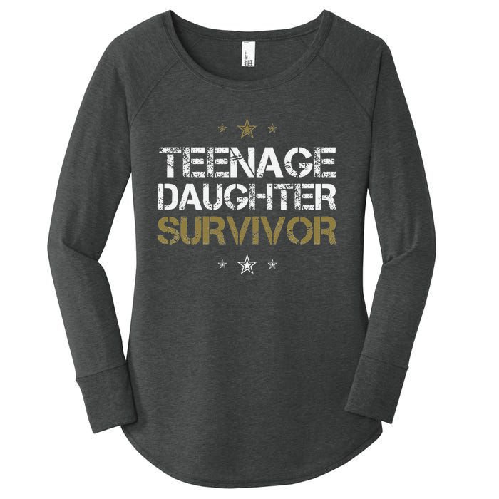 Teenage Daughter Survivor Funny Dad Design Women's Perfect Tri Tunic Long Sleeve Shirt