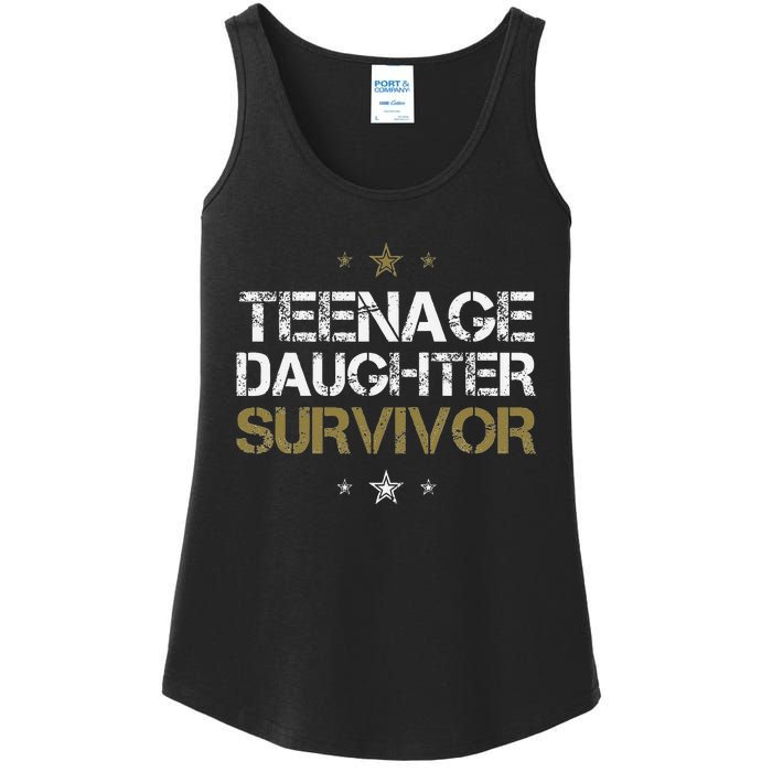 Teenage Daughter Survivor Funny Dad Design Ladies Essential Tank