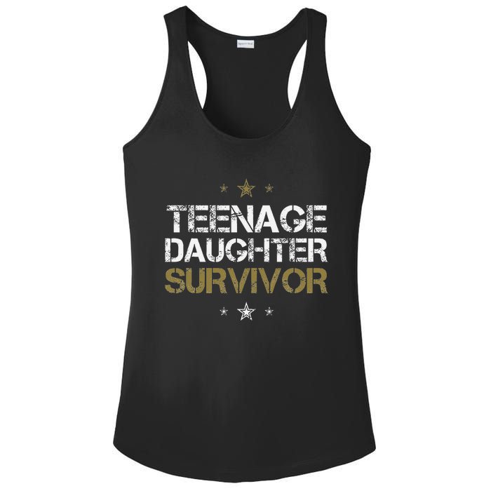 Teenage Daughter Survivor Funny Dad Design Ladies PosiCharge Competitor Racerback Tank