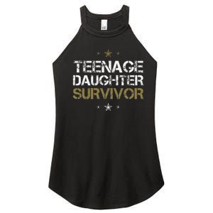 Teenage Daughter Survivor Funny Dad Design Women's Perfect Tri Rocker Tank