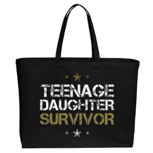 Teenage Daughter Survivor Funny Dad Design Cotton Canvas Jumbo Tote