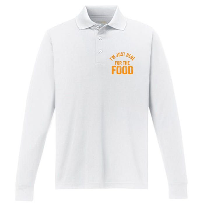 Turkey Day Shirt I'm Just Here For The Food Thanksgiving Day Performance Long Sleeve Polo