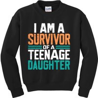 Teenage Daughter Survivor Funny Quote Fathers Day Vintage Kids Sweatshirt