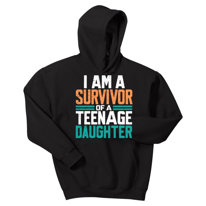 Teenage Daughter Survivor Funny Quote Fathers Day Vintage Kids Hoodie