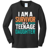 Teenage Daughter Survivor Funny Quote Fathers Day Vintage Kids Long Sleeve Shirt