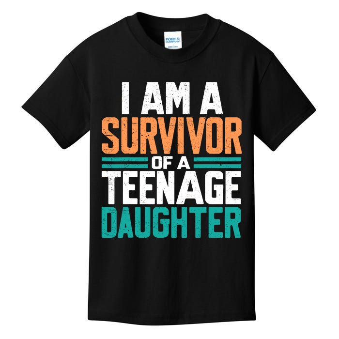 Teenage Daughter Survivor Funny Quote Fathers Day Vintage Kids T-Shirt