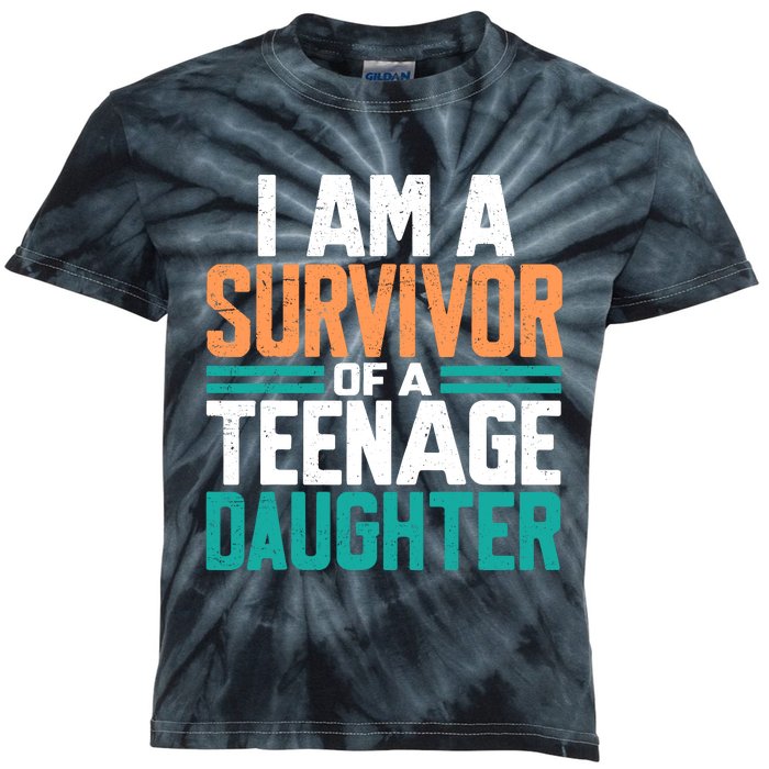 Teenage Daughter Survivor Funny Quote Fathers Day Vintage Kids Tie-Dye T-Shirt