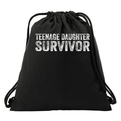 Teenage Daughter Survivor Funny Vintage Drawstring Bag