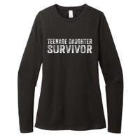 Teenage Daughter Survivor Funny Vintage Womens CVC Long Sleeve Shirt