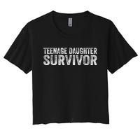 Teenage Daughter Survivor Funny Vintage Women's Crop Top Tee