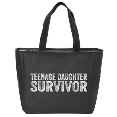 Teenage Daughter Survivor Funny Vintage Zip Tote Bag