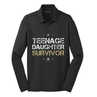 Teenage Daughter Survivor Funny Parent Silk Touch Performance Long Sleeve Polo