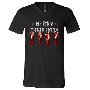 Trump Dance Santa Claus Christmas Xmas Pajamas Holiday V-Neck T-Shirt