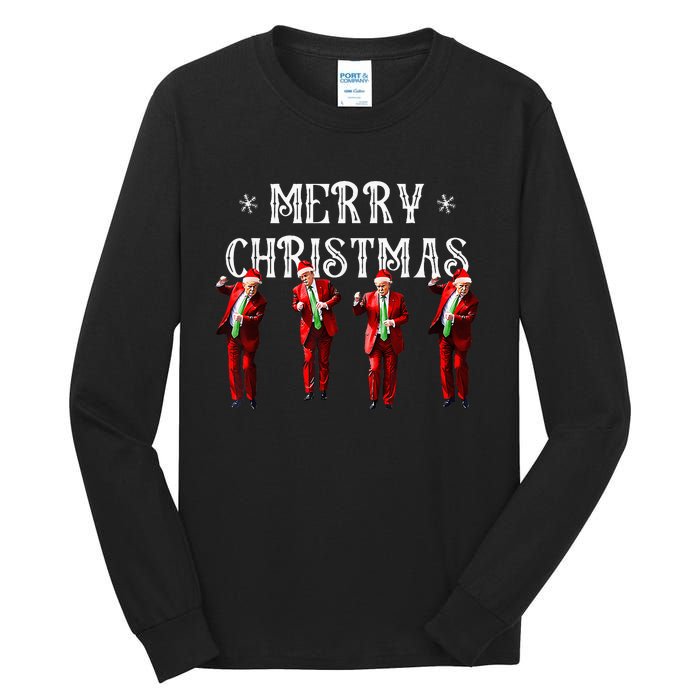 Trump Dance Santa Claus Christmas Xmas Pajamas Holiday Tall Long Sleeve T-Shirt