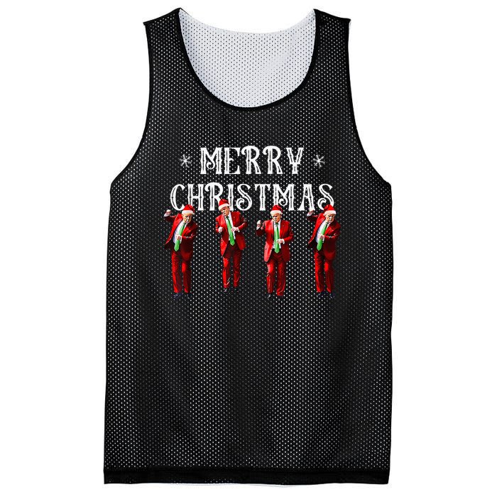 Trump Dance Santa Claus Christmas Xmas Pajamas Holiday Mesh Reversible Basketball Jersey Tank