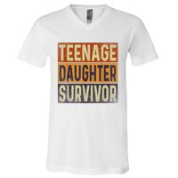 Teenage Daughter Survivor Retro Vintage V-Neck T-Shirt