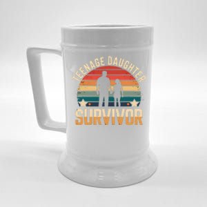 Teenage Daughter Survivor Funny FatherS Day Dad Joke Beer Stein