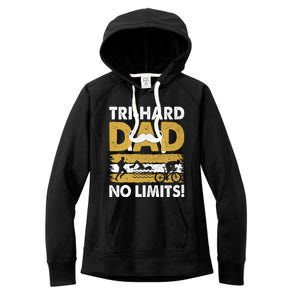 Triathlon Dad Swim Bike Run Triathlete Funny Iron Father Funny Gift Women's Fleece Hoodie