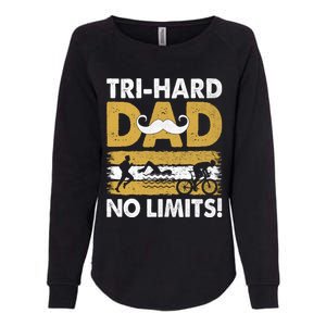 Triathlon Dad Swim Bike Run Triathlete Funny Iron Father Funny Gift Womens California Wash Sweatshirt