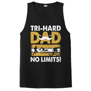 Triathlon Dad Swim Bike Run Triathlete Funny Iron Father Funny Gift PosiCharge Competitor Tank