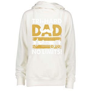 Triathlon Dad Swim Bike Run Triathlete Funny Iron Father Funny Gift Womens Funnel Neck Pullover Hood