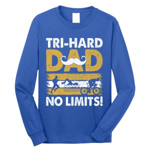 Triathlon Dad Swim Bike Run Triathlete Funny Iron Father Funny Gift Long Sleeve Shirt