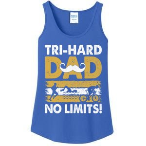 Triathlon Dad Swim Bike Run Triathlete Funny Iron Father Funny Gift Ladies Essential Tank