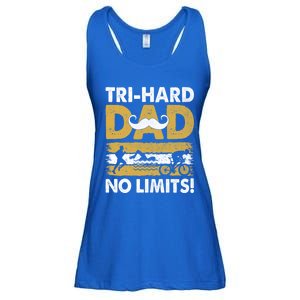 Triathlon Dad Swim Bike Run Triathlete Funny Iron Father Funny Gift Ladies Essential Flowy Tank