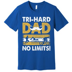 Triathlon Dad Swim Bike Run Triathlete Funny Iron Father Funny Gift Premium T-Shirt