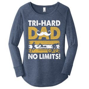 Triathlon Dad Swim Bike Run Triathlete Funny Iron Father Funny Gift Women's Perfect Tri Tunic Long Sleeve Shirt