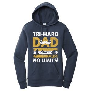 Triathlon Dad Swim Bike Run Triathlete Funny Iron Father Funny Gift Women's Pullover Hoodie