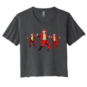 Trump Dance Santa Claus Christmas Xmas Pajamas Women's Crop Top Tee