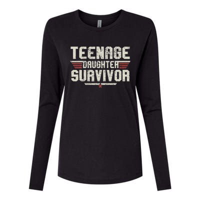 Teenage Daughter Survivor Vintage Dad Mom Womens Cotton Relaxed Long Sleeve T-Shirt