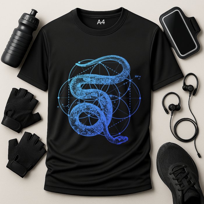 The Dharma Store Sacred Geometry Seed Of Life Snake Gift Cooling Performance Crew T-Shirt