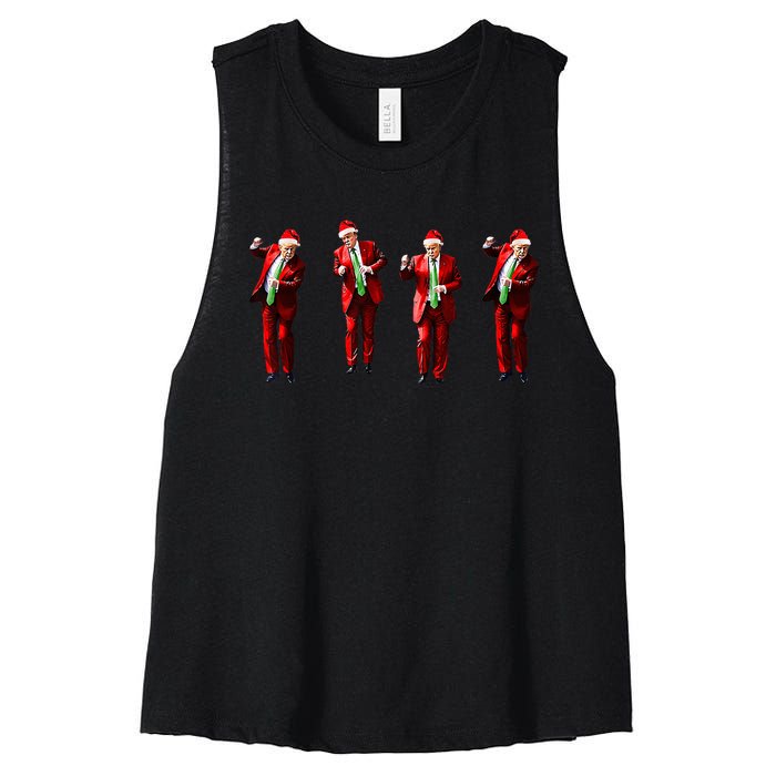 Trump Dance Santa Claus Christmas Xmas Pajamas Women's Racerback Cropped Tank