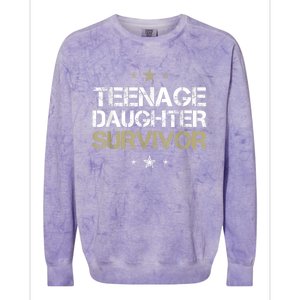 Teenage Daughter Survivor Teenager Dad Mom FatherS Day Colorblast Crewneck Sweatshirt