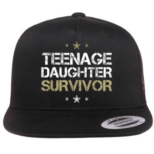 Teenage Daughter Survivor Teenager Dad Mom FatherS Day Flat Bill Trucker Hat