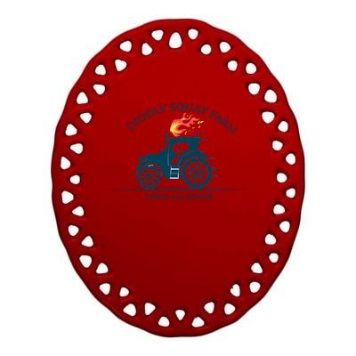 Tractor Diddly Squat Farm Speed And Power Ceramic Oval Ornament