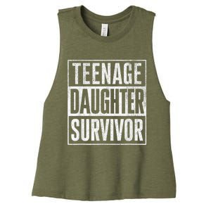 Teenage Daughter Survivor FatherS Day Present Dad Joke Women's Racerback Cropped Tank