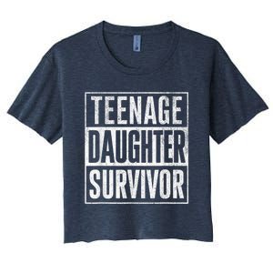 Teenage Daughter Survivor FatherS Day Present Dad Joke Women's Crop Top Tee