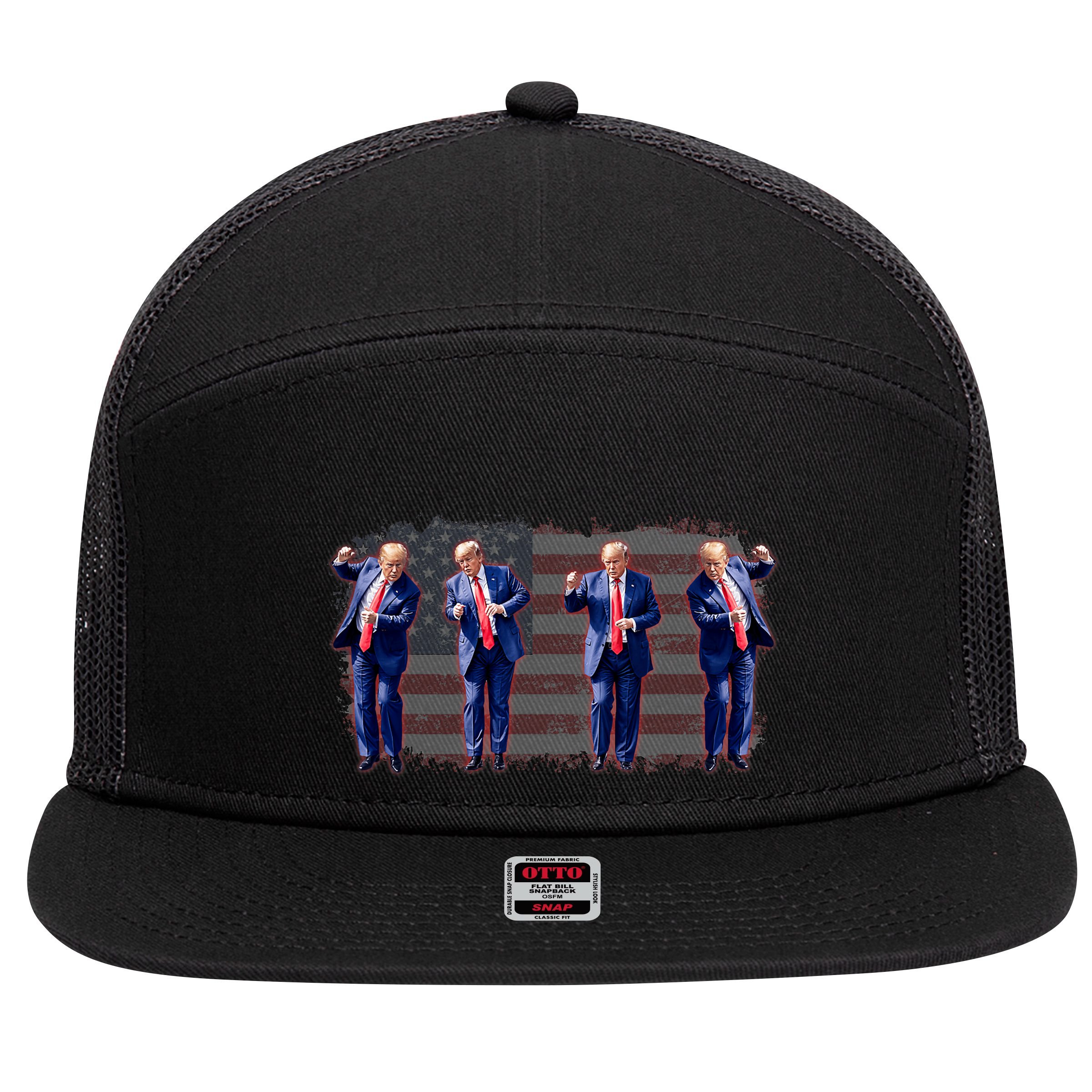 Trump Dance Save America Trump 2024 Trump 45 47 Funny Trump 7 Panel Mesh Trucker Snapback Hat