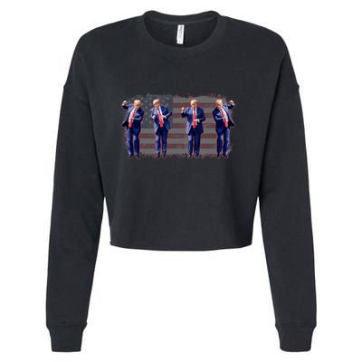 Trump Dance Save America Trump 2024 Trump 45 47 Funny Trump Cropped Pullover Crew
