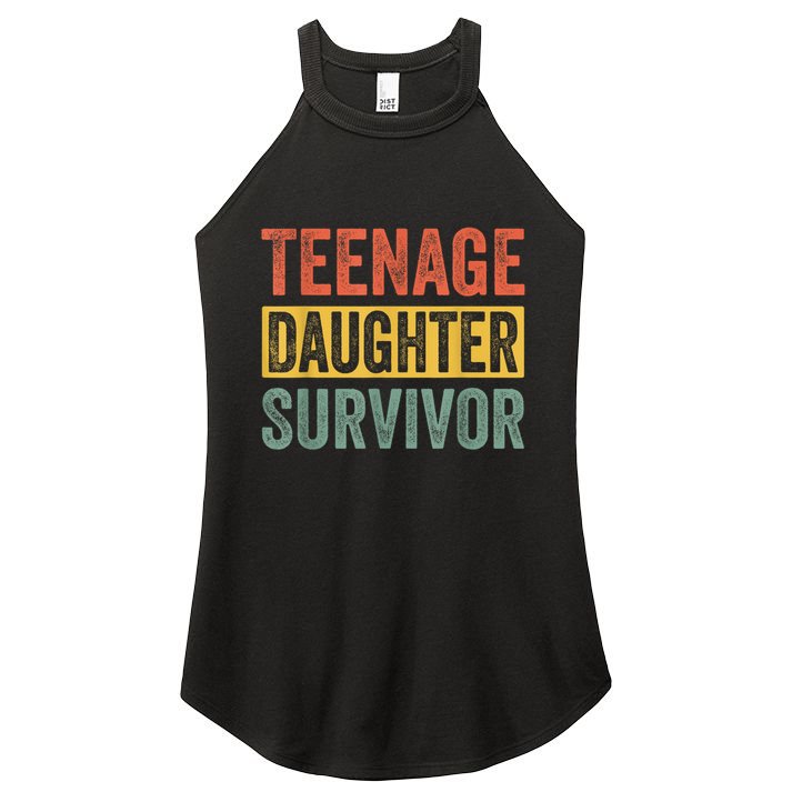 Teenage Daughter Survivor Funny Parenting Gift Women's Perfect Tri Rocker Tank