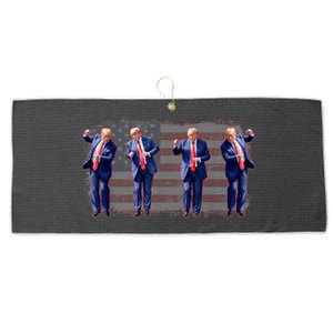 Trump Dance Save America Trump 2024 Trump 45 47 Funny Trump Large Microfiber Waffle Golf Towel