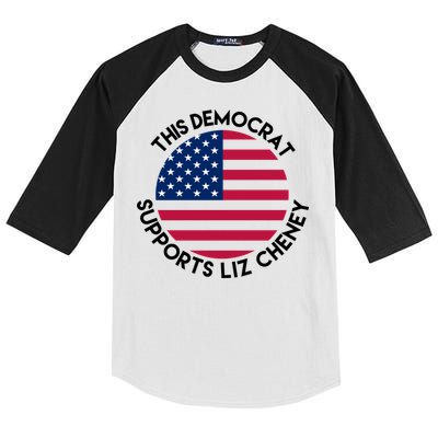This Democrat Supports Liz Cheney Funny Election Kids Colorblock Raglan Jersey