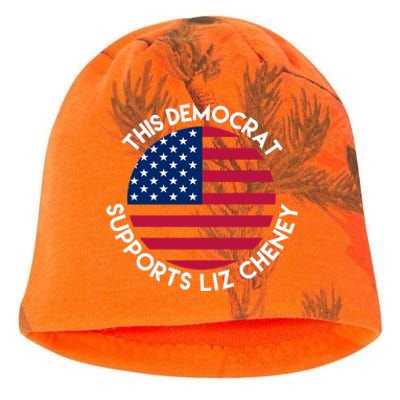 This Democrat Supports Liz Cheney Funny Election Kati - Camo Knit Beanie