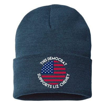 This Democrat Supports Liz Cheney Funny Election Sustainable Knit Beanie